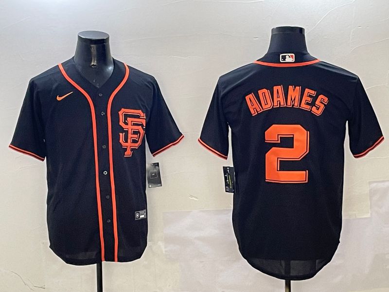 Men San Francisco Giants #2 Adames Black Game 2025 Nike MLB Jersey style 1